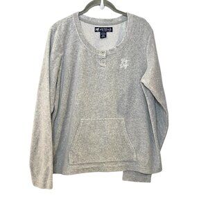 Vintage Y2K Big‎ Dogs Pullover Fleece Sweatshirt Size M Velour Women's Henley